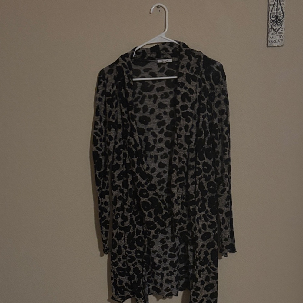 Black and Gray Animal Print Cardigan